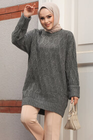 Modest Smoke Color Knitwear Tunic 10241FU - 2