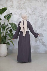 Modest Smoke Color Plus Size Abaya 29125FU - 4