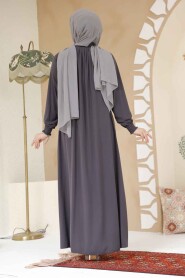 Modest Smoke Color Plus Size Abaya 45293FU - 3