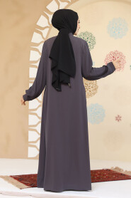 Modest Smoke Color Plus Size Abaya 45296FU - 3