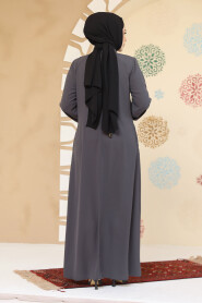 Modest Smoke Color Plus Size Abaya 45304FU - 3