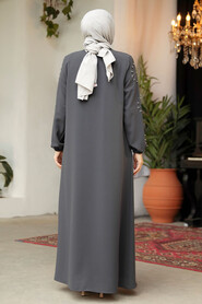 Modest Smoke Color Plus Size Abaya 62701FU - 3