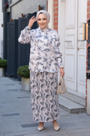 Modest Smoke Color Skirted Dual Suit 13027FU - 2