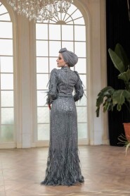 Modest Smoke Color Wedding Gown 51001FU - 4