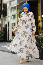 Modest Stone Long Floral Dress 22052TAS - 1