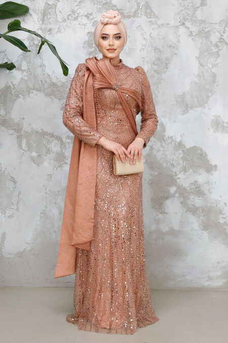 Modest Sunuff Colored Bridal Dress 50541TB - NEVA STYLE