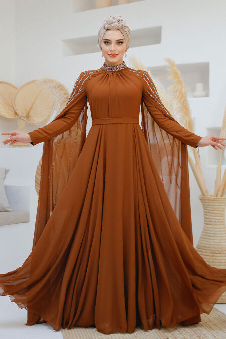 Modest Sunuff Colored Bridesmaid Dress 47381TB - NEVA STYLE