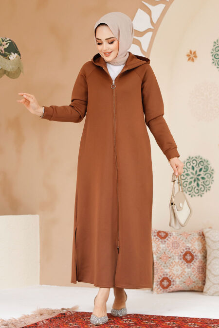 Modest Sunuff Colored Coat 72231TB - NEVA STYLE