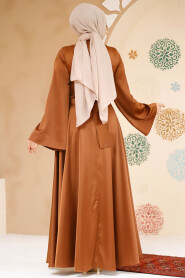 Modest Sunuff Colored Evening Long Sleeve Dress 6157TB - 3