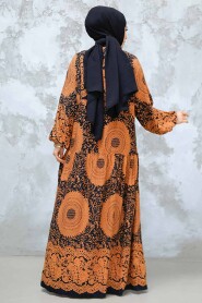 Modest Sunuff Colored Floral Dress 18240TB - 4