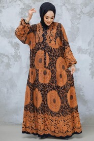 Modest Sunuff Colored Floral Dress 18240TB - 3