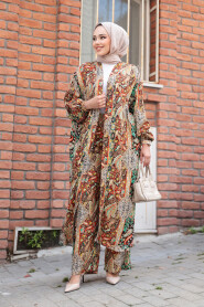 Modest Sunuff Colored Kimono Dual Suit 12885TB - 3