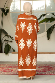 Modest Sunuff Colored Summer Dress 23172TB - 4