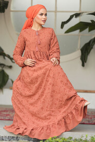 Modest Sunuff Colored Summer Dress 23201TB - 2