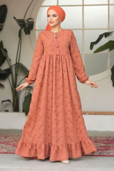 Modest Sunuff Colored Summer Dress 23201TB - NEVA STYLE