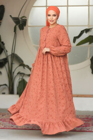 Modest Sunuff Colored Summer Dress 23201TB - 4