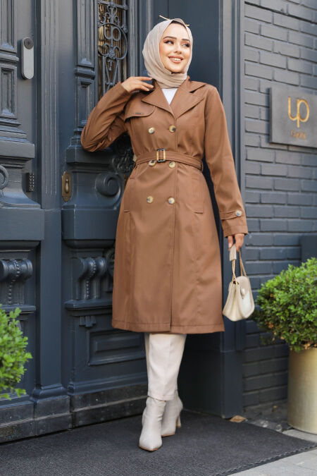 Modest Sunuff Colored Trench Coat 60500TB - NEVA STYLE