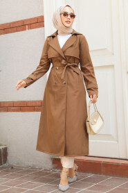 Modest Sunuff Colored Trench Coat 6103TB - 1