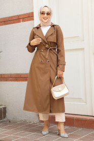 Modest Sunuff Colored Trench Coat 6103TB - 3