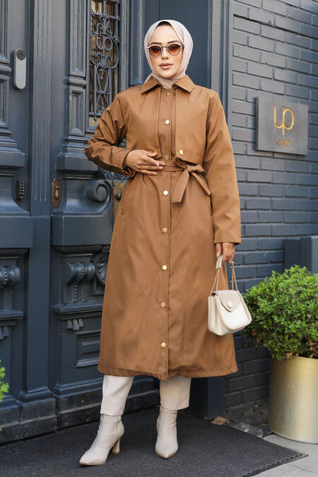Modest Sunuff Colored Trench Coat 62131TB - NEVA STYLE