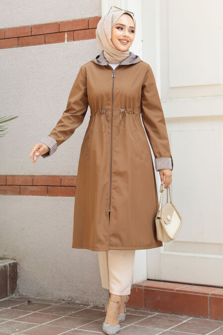 Modest Sunuff Colored Trench Coat 685TB - NEVA STYLE