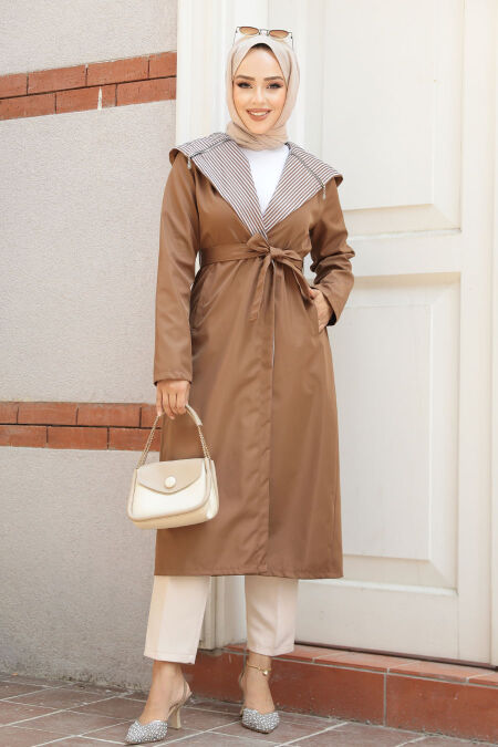 Modest Sunuff Colored Trench Coat 689TB - NEVA STYLE