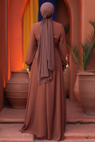 Modest Terra Cotta Evening Gown 25886KRMT - 4