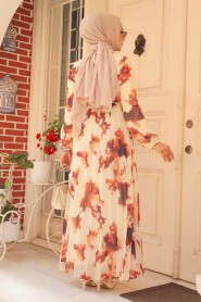 Modest Terra Cotta Long Dress 34461KRMT - 4