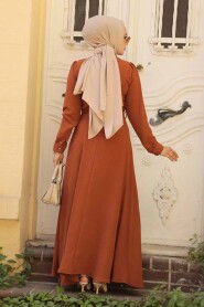 Modest Terra Cotta Maxi Dress 6621KRMT - 3