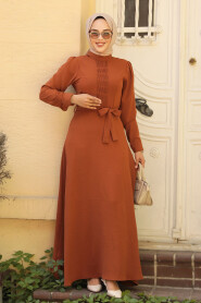 Modest Terra Cotta Maxi Dress 6621KRMT - 2