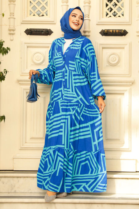 Modest Turquoise Dress 23583TR - NEVA STYLE