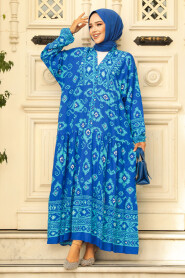 Modest Turquoise Dress For Women 23453TR - 2