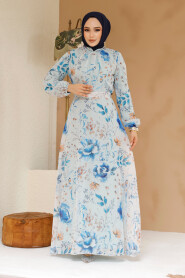 Modest Turquoise Floral Plus Size Dress 27963TR - 3