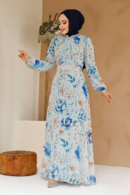 Modest Turquoise Floral Plus Size Dress 27963TR 