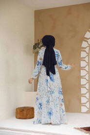 Modest Turquoise Floral Plus Size Dress 27963TR - 4