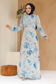 Modest Turquoise Floral Plus Size Dress 27963TR - 2