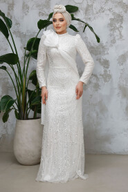 Modest White Bridal Dress 50541B - 2