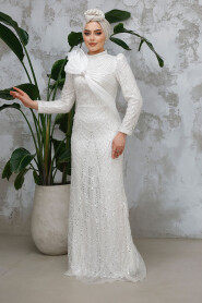 Modest White Bridal Dress 50541B - 3