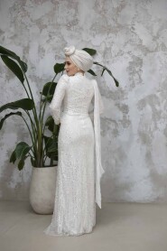 Modest White Bridal Dress 50541B - 4