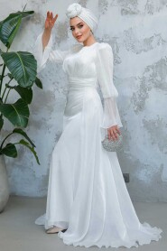 Modest White Bridesmaid Dress 4986B 