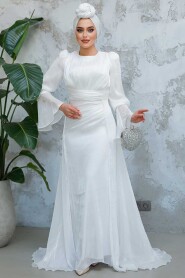 Modest White Bridesmaid Dress 4986B - 2