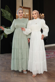 Modest White Bridesmaid Dress 52981B - 8