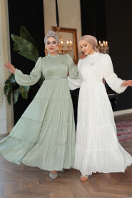 Modest White Bridesmaid Dress 52981B - 9