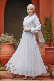 Modest White Chiffon Maxi Dresses 50351B - 2