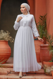Modest White Chiffon Maxi Dresses 50351B - 3
