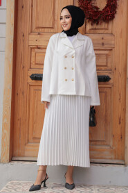 Modest White Dual Skirt Suit 12601B - 1