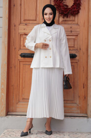 Modest White Dual Skirt Suit 12601B - 2