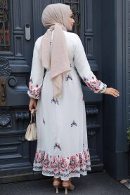 Modest White Floral Maxi Dress 23231B - 2