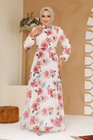 Modest White Floral Plus Size Dress 27965B - 2