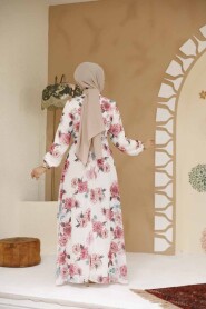 Modest White Floral Plus Size Dress 27965B - 4